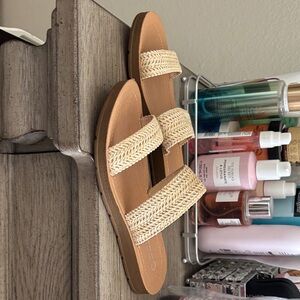 Soda Double-Strap Braided Slide Sandals - Tan & Natural